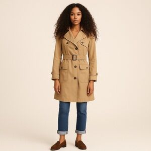 Kenneth Cole Lined Women’s Single Breasted and Belted Trench Coat Size M